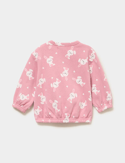 Sweat molletonn&eacute; manches longues vieux rose b&eacute;b&eacute; fille