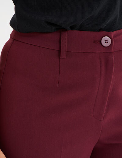 Pantalon droit avec pinces violet foncé femme