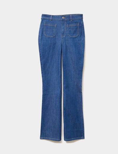 Jeans bootcut poches plaquées denim baby bleu femme