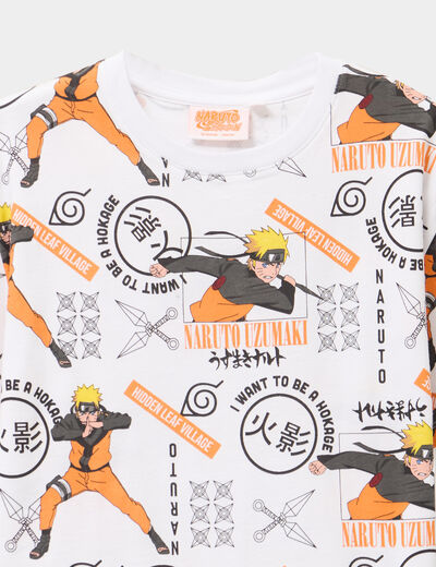 T-shirt manches courtes coton Naruto blanc garçon