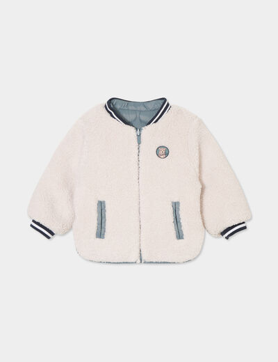 Blouson réversible à capuche amovible vert canard bébé garçon