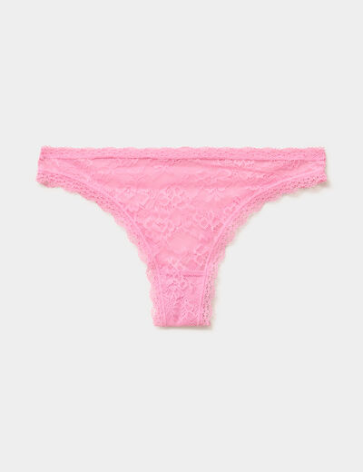 Tanga en dentelle doublure coton mauve femme