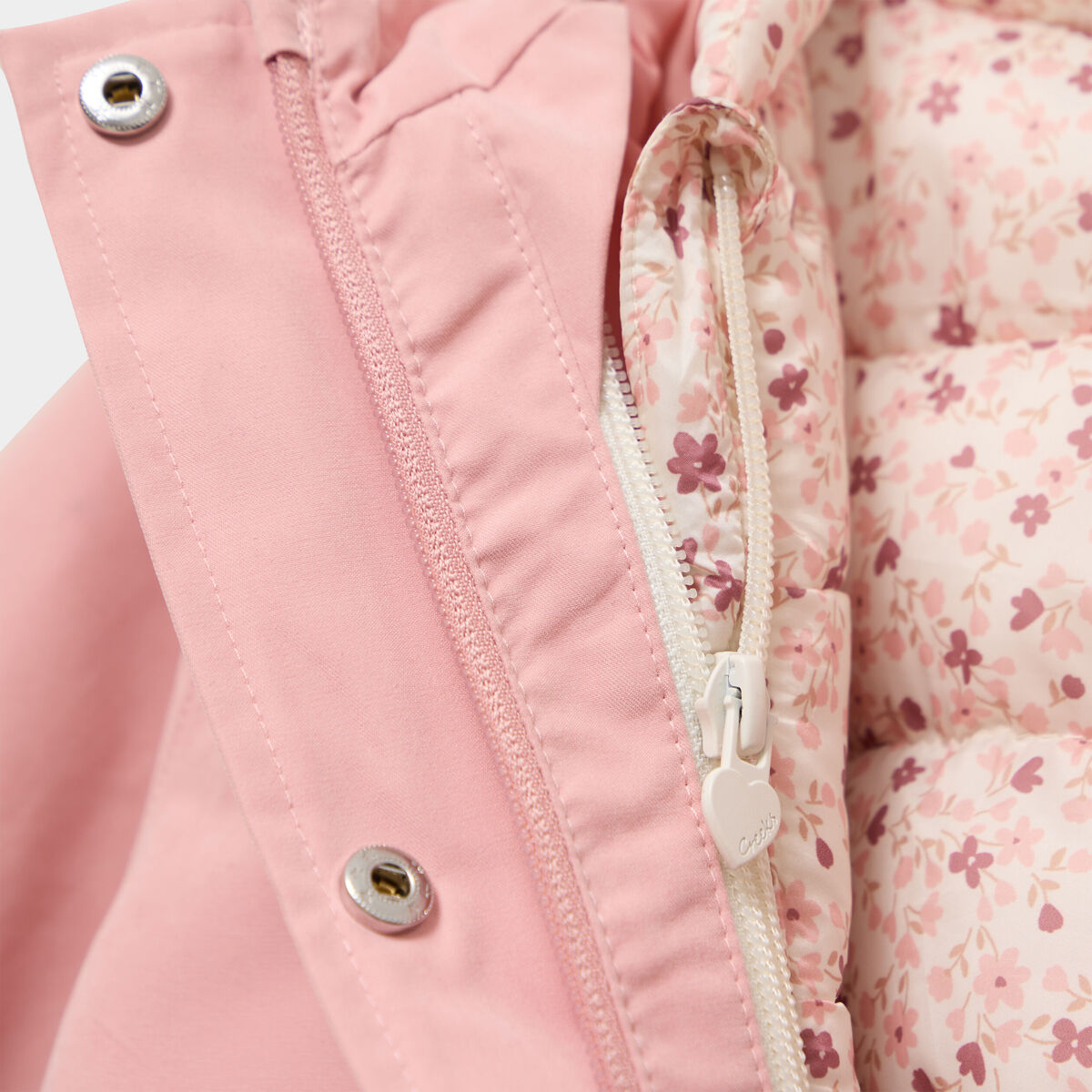 Parka 3 en 1 avec doudoune rose clair b&eacute;b&eacute; fille