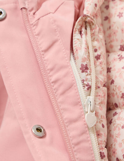 Parka 3 en 1 avec doudoune rose clair b&eacute;b&eacute; fille
