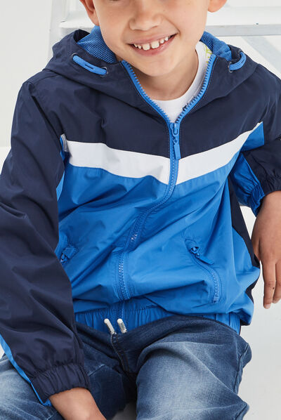 Veste droite à capuche bleu garçon