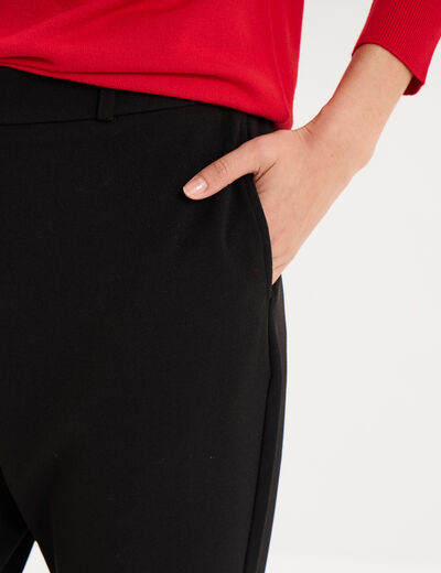 Pantalon carotte taille &eacute;lastiqu&eacute;e noir femme