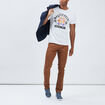 Pantalon droit en coton stretch camel homme