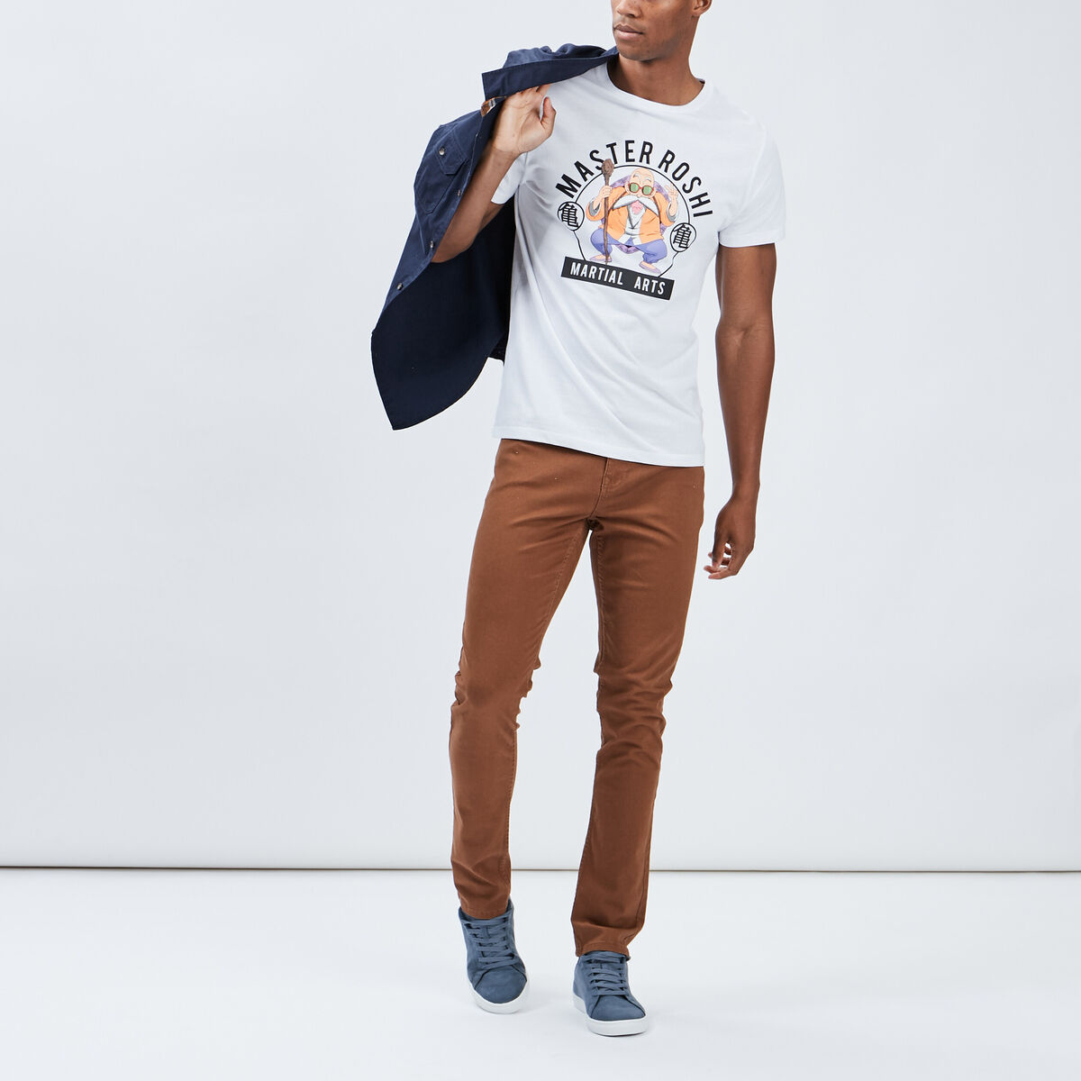 Pantalon droit en coton stretch camel homme