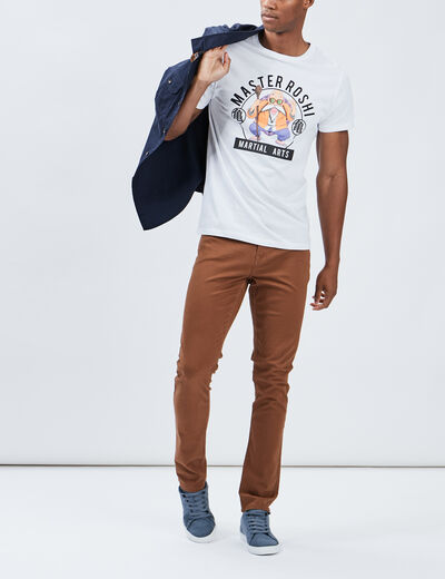 Pantalon droit en coton stretch camel homme