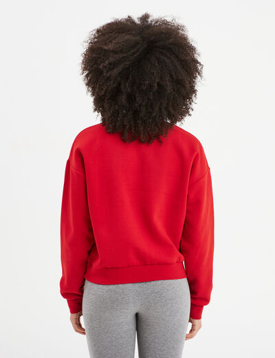 Sweat court col rond Creeks rouge femme