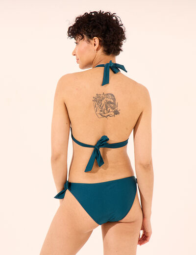 Haut de maillot de bain forme triangle bleu pétrole femme