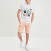 Short chino droit lin majoritaire rose clair homme