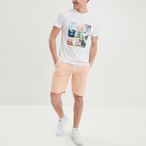 Short chino droit lin majoritaire rose clair homme