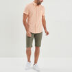 Chemise manches courtes lin mélangé rose clair homme