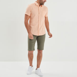 chemise manches courtes lin melange rose clair homme Chemise manches courtes lin mélangé rose clair homme