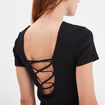 T-shirt dos nu avec laçage noir femme