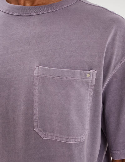 T-shirt 1 poche manches courtes coton violet homme