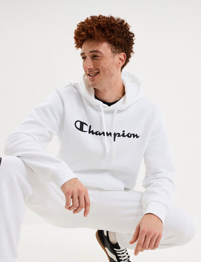Sweat hoodie 1 poche molleton Champion blanc homme
