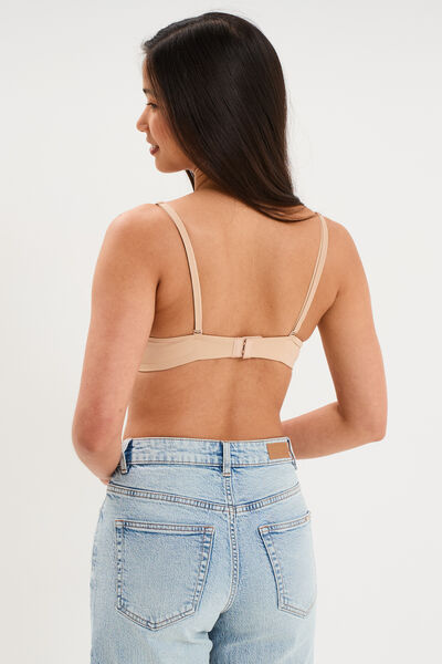 Soutien-gorge push-up microfibre beige femme