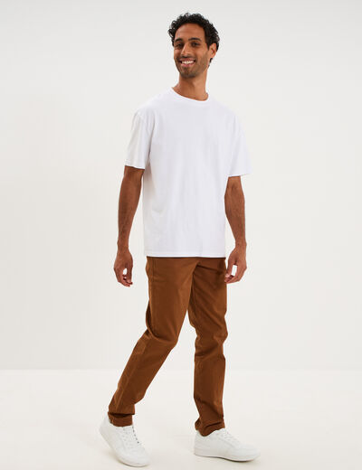 Pantalon chino droit stretch camel homme