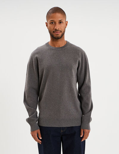 Pull col rond manches longues gris homme