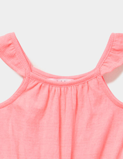 Combishort taille ajustable rose fluo b&eacute;b&eacute; fille