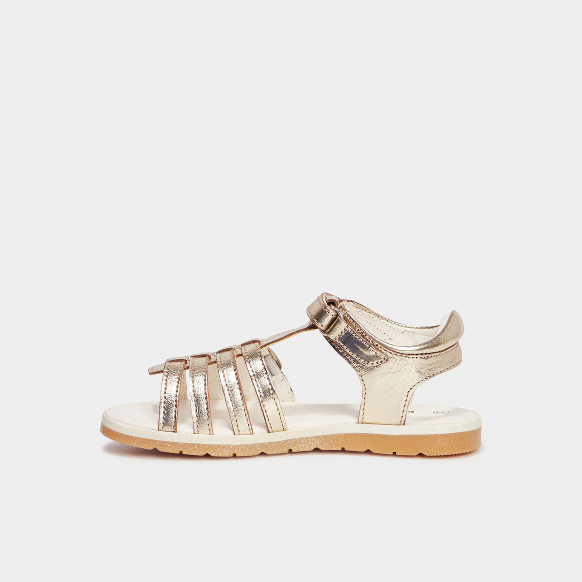 Sandales métallisées en cuir Kickers jaune or fille
