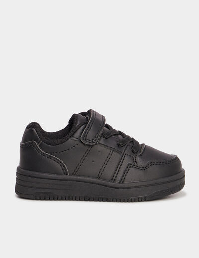Tennis basses &agrave; scratchs noir b&eacute;b&eacute; gar&ccedil;on