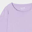 T-shirt coton manches longues à fronces mauve fille