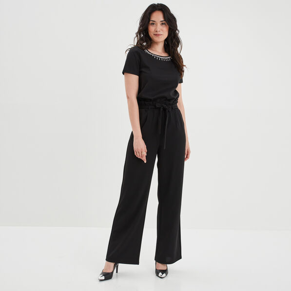 pantalon large ceinture noir femme Pantalon large ceinturé noir femme