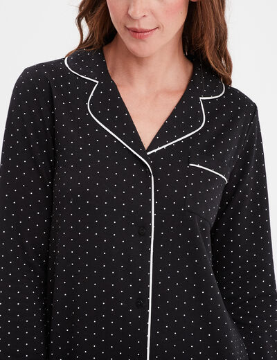 Liquette manches longues boutonnée noir femme