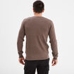 Pull en maille textur&eacute;e col rond taupe homme