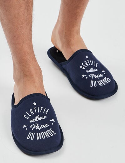 Chaussons mules meilleur papa bleu homme