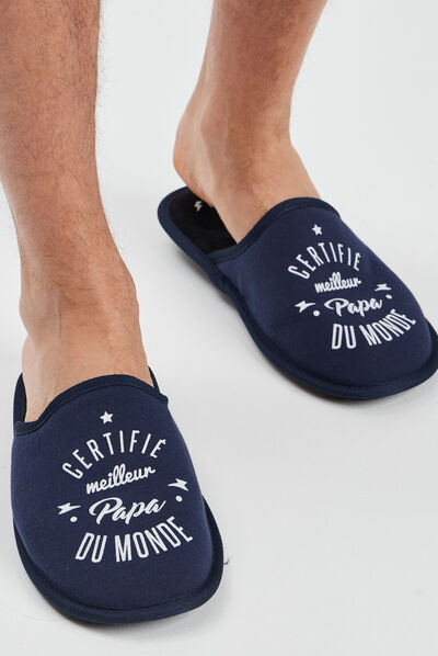 Chaussons mules meilleur papa bleu homme