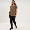 T-shirt gaufr&eacute; avec manches &agrave; noeuds beige clair femme grande taille