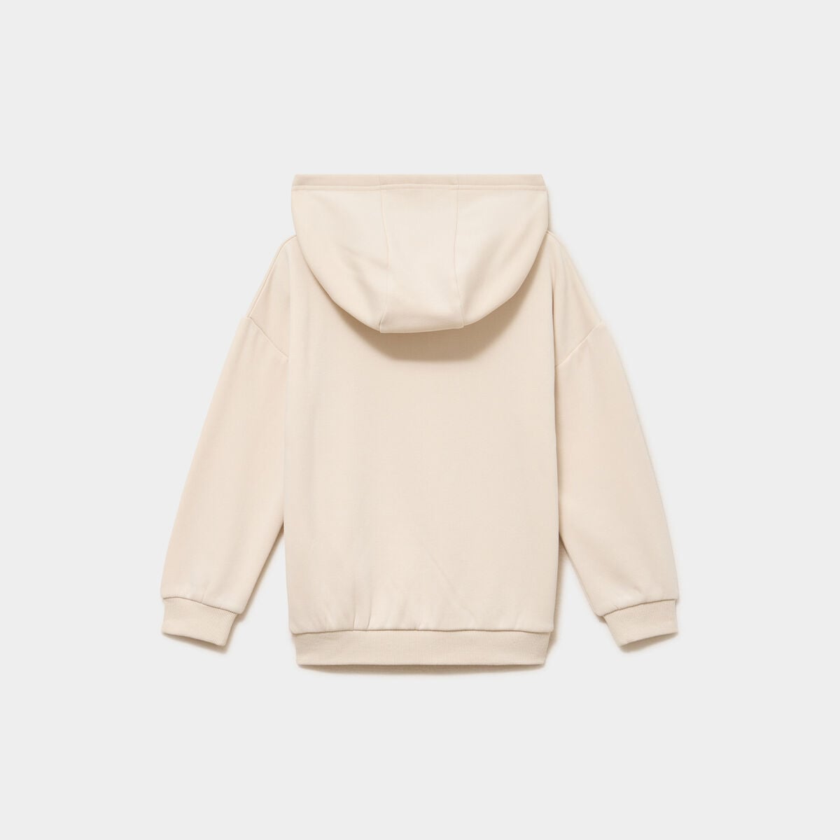 Sweat hoodie doubl&eacute; &agrave; capuche oversize ecru gar&ccedil;on