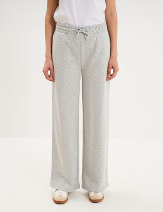 Pantalon de jogging molletonn&eacute; large gris clair femme