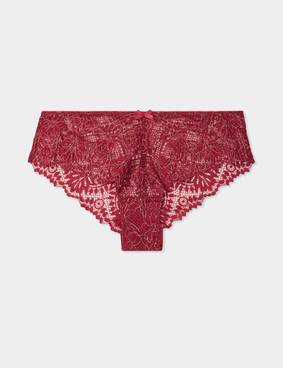 Shorty en dentelle rouge foncé femme