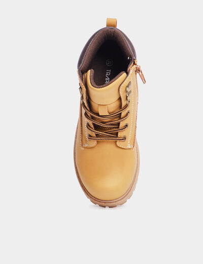 Boots crantées zippées Trappeur jaune garçon