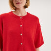 Gilet boutonn&eacute; manches courtes col rond rouge femme