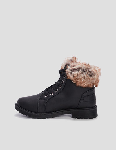 Bottines plates fourrées noir femme