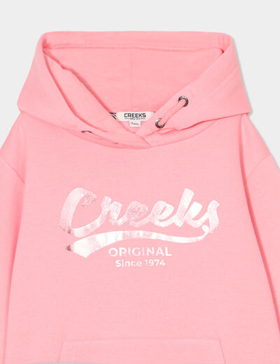 Sweat à capuche hoodie à logo Creeks rose fille
