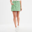 Jupe courte trapèze coton vert fluo femme