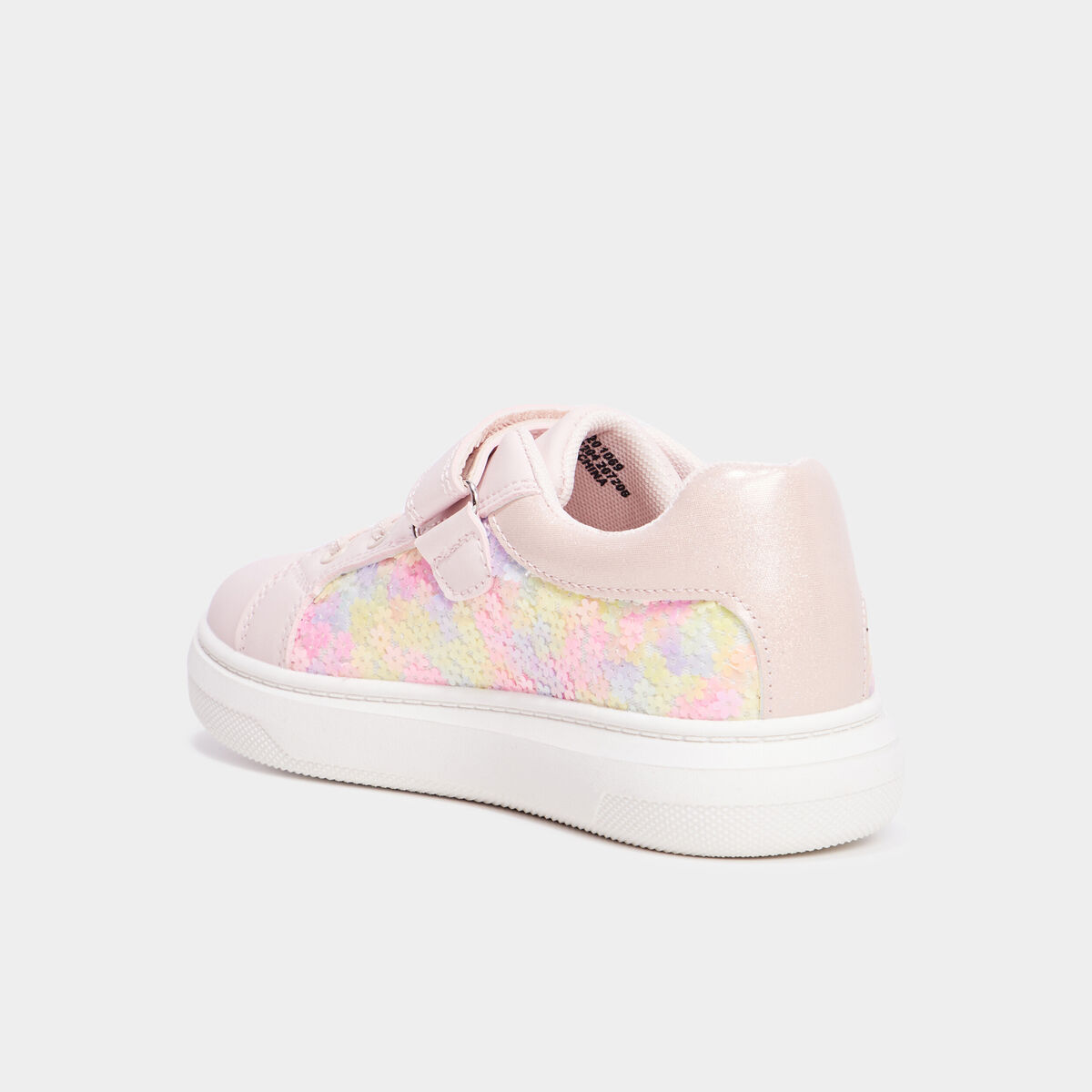 Tennis basses &agrave; scratchs et sequins rose fille