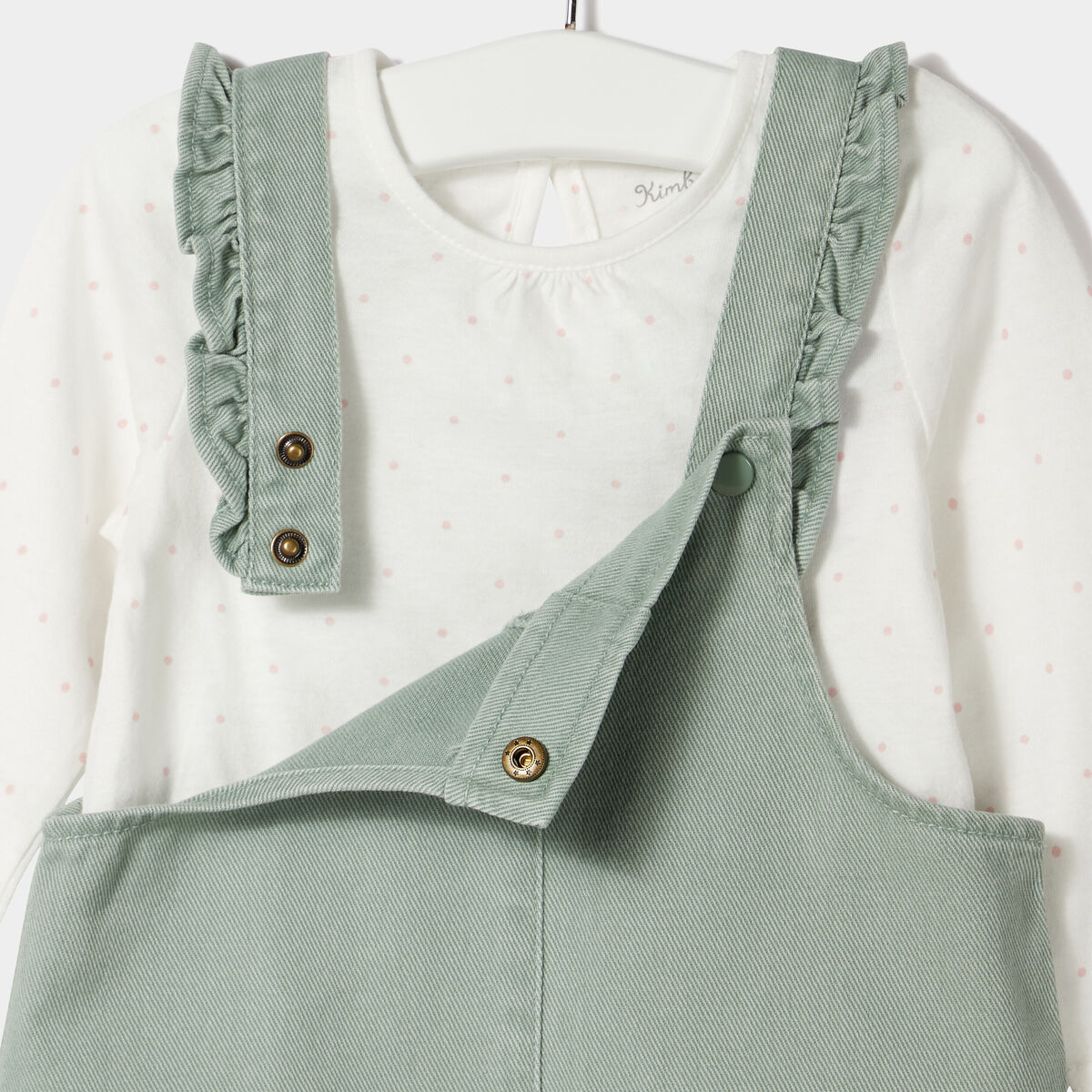 Ensemble 3 pièces coton vert kaki bébé fille