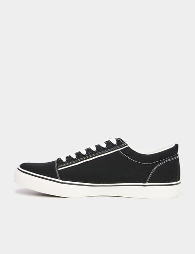 Tennis basses en toile à lacets noir homme