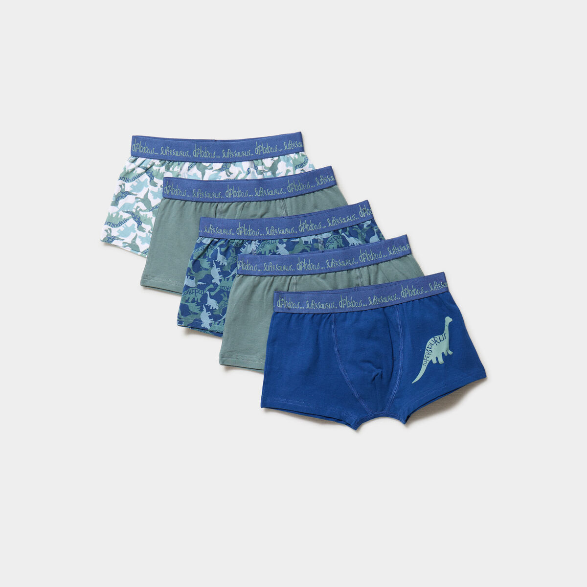 Lot 5 boxers coton majoritaire vert kaki gar&ccedil;on
