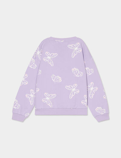 Sweat col rond manches longues violet fille