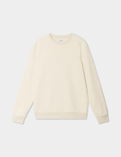 Sweat molleton col rond ecru homme