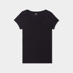 t shirt coton col rond manches courtes noir femme T-shirt coton col rond manches courtes noir femme